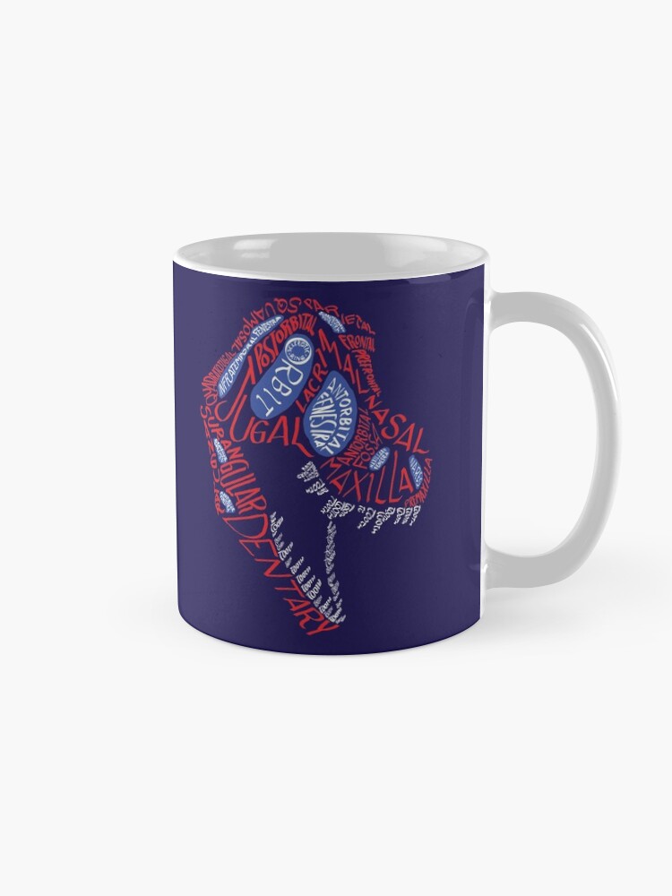 Alternate view of Calligram of the Anatomy of a Tyrannosaur Skull gradient Mug