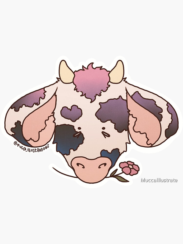 "Raspberry Cow" Sticker for Sale by MuccaIllustrate Redbubble