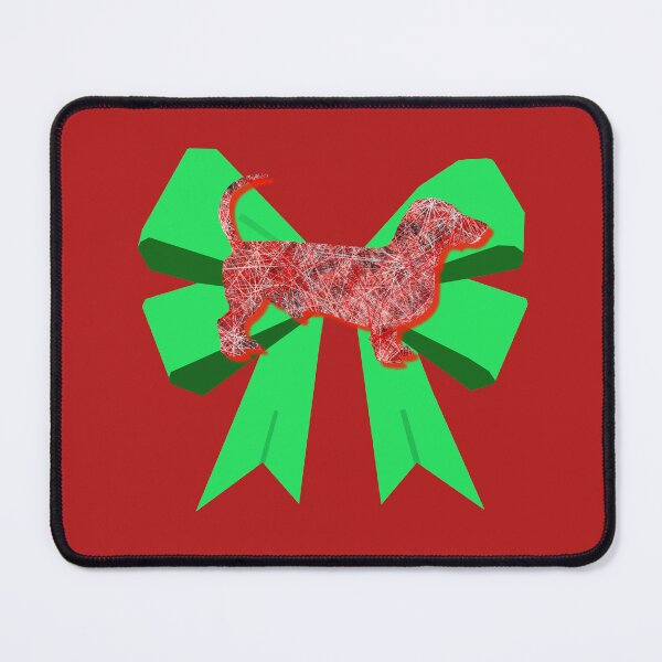 Item preview, Dachshund Red Christmas Dog Silhouette & Green Bow designed and sold by AMSonArt.
