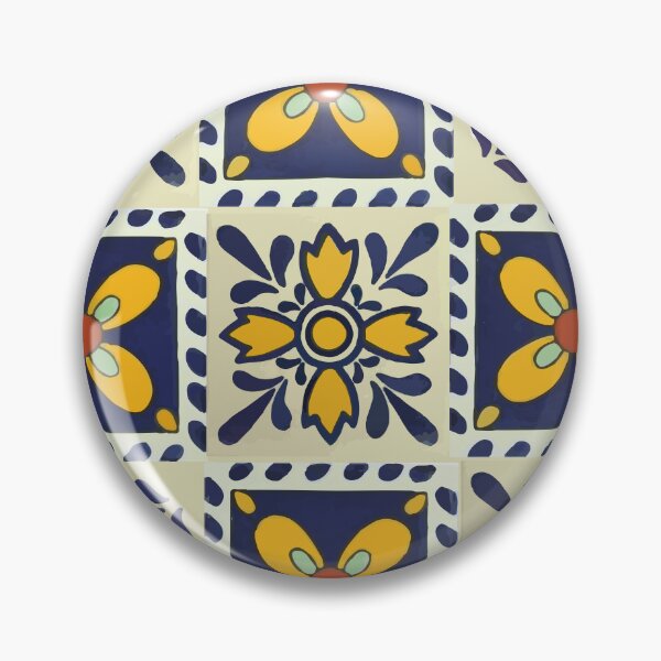 Item preview, Flowers authentic mexican talavera tile geometric pattern majolica boho chic interior design designed and sold by T-Mex.