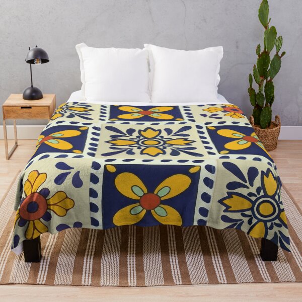 Item preview, Flowers authentic mexican talavera tile geometric pattern majolica boho chic interior design designed and sold by T-Mex.