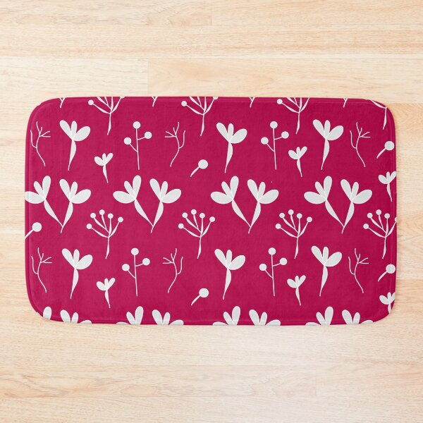 Item preview, White Abstract Flowers and Stems on Cranberry Red Background designed and sold by burbankdesigns.