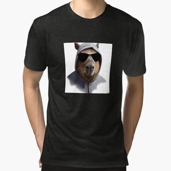 Hoodie Capybara - Kapuze auf Vintage T-Shirt