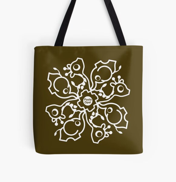 Giraffe and Elephant Spiral Pattern (Reverse Version) All Over Print Tote Bag