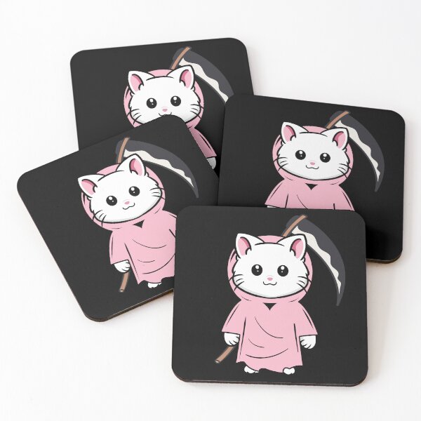Item preview, Cute Pink Grim reaper White Kitty Cat designed and sold by OtillieArt.