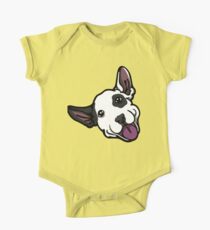 Smiling Black Eye Patch Bull Terrier One Piece - Short Sleeve