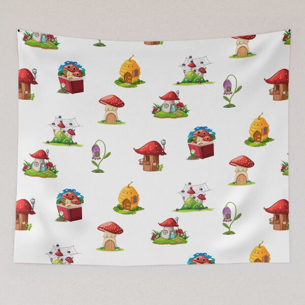 Item preview, Colorful Red Mushroom Fairy Tale Forest Houses  designed and sold by silviaol.
