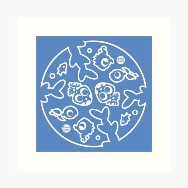 Undersea Animal Circular Pattern (Reverse Version) Art Print