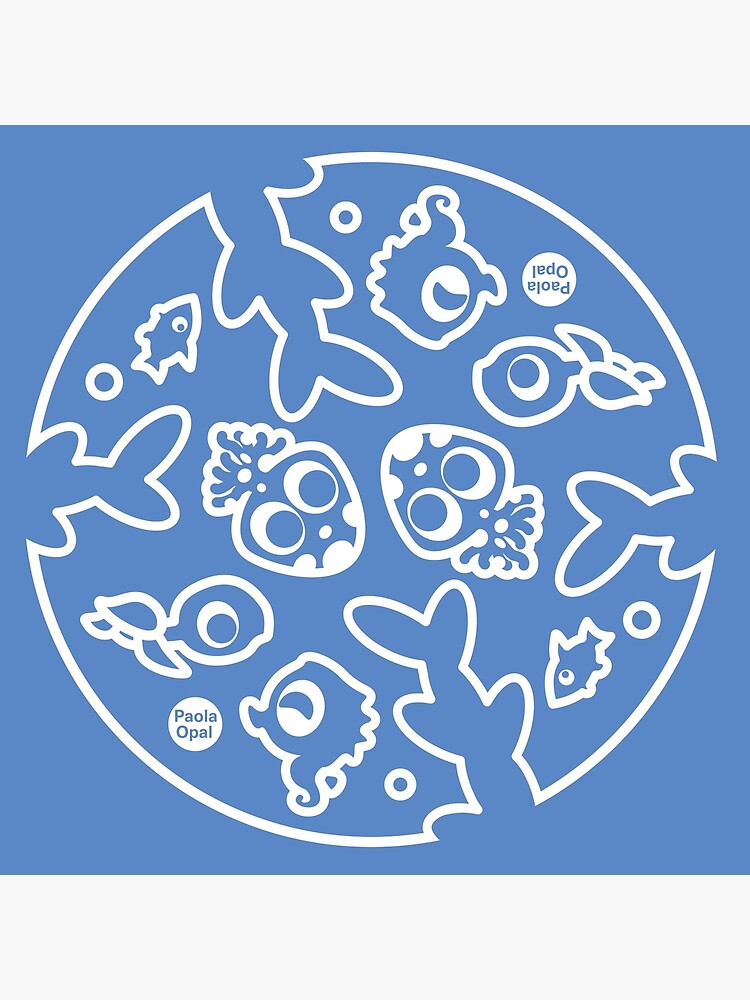 Thumbnail 3 of 3, Art Print, Undersea Animal Circular Pattern (Reverse Version) designed and sold by PaolaOpal.