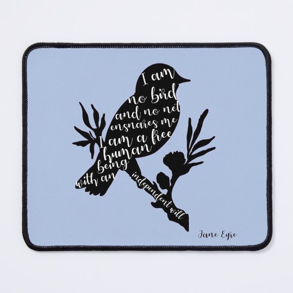 Item preview, I am no bird; and no net ensnares me - Jane Eyre quote on light blue background designed and sold by introvertcafe.