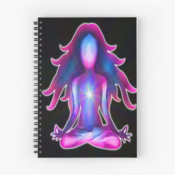 Item preview, Psychedelic Glowing Pink Blue Yoga Silhouette designed and sold by Deborah Camp.