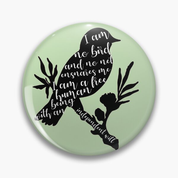 Item preview, I am no bird; and no net ensnares me - Jane Eyre quote on light green background designed and sold by introvertcafe.