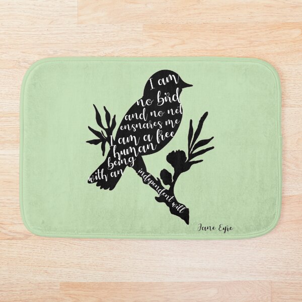 Item preview, I am no bird; and no net ensnares me - Jane Eyre quote on light green background designed and sold by introvertcafe.