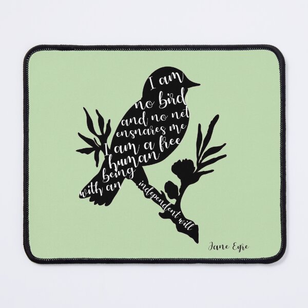 Item preview, I am no bird; and no net ensnares me - Jane Eyre quote on light green background designed and sold by introvertcafe.