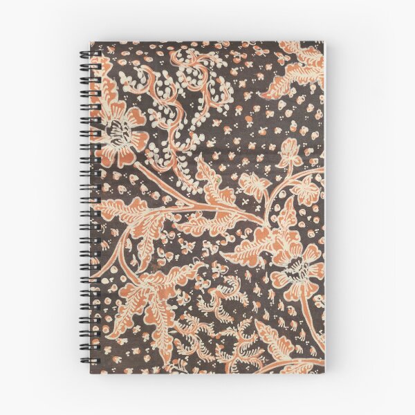 Item preview, Indonesia handmade hand-drawn batik tulis fabric orange grey floral flower leaves pattern from Lasem designed and sold by Morcawork.