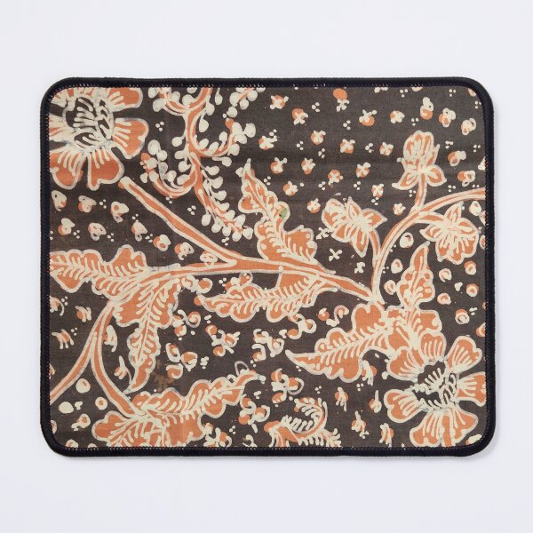 Item preview, Indonesia handmade hand-drawn batik tulis fabric orange grey floral flower leaves pattern from Lasem designed and sold by Morcawork.