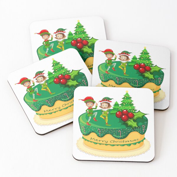 Item preview, Merry Christmas Green Elves Dancing on a Christmas Cake  designed and sold by silviaol.