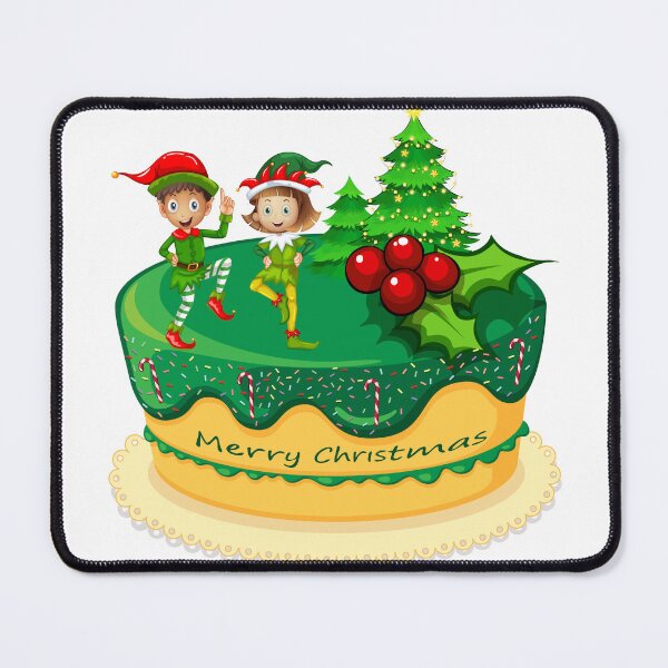 Item preview, Merry Christmas Green Elves Dancing on a Christmas Cake  designed and sold by silviaol.