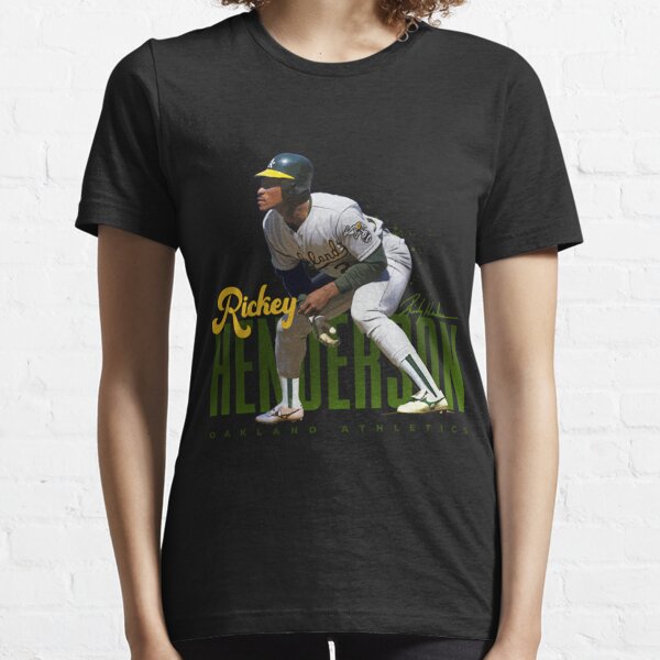 Rickey Henderson Oakland Athletics Women's Black Roster Name & Number T- Shirt 