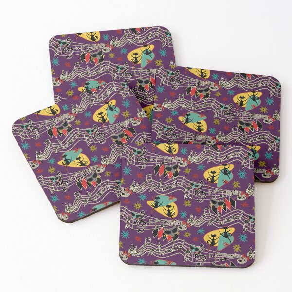 Item preview, Rockabilly Cool Cats on Purple designed and sold by bmfabricdesigns.