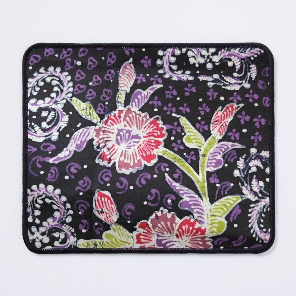 Item preview, Indonesia handmade hand-drawn batik tulis fabric purple black floral flower butterfly leaves pattern from Lasem designed and sold by Morcawork.