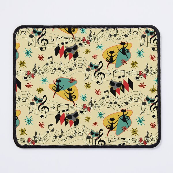 Item preview, Rockabilly Cool Cats on Yellow designed and sold by bmfabricdesigns.