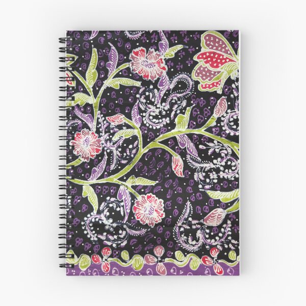 Item preview, Indonesia handmade hand-drawn batik tulis  purple black floral flower plants butterfly leaves pattern from Lasem designed and sold by Morcawork.