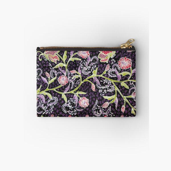 Artikelvorschau, Indonesien handgemachte handgezeichnete Batik Tulis lila schwarz Blumen Blumen Pflanzen Schmetterling Blätter Muster von Lasem entworfen und verkauft von Morcawork.