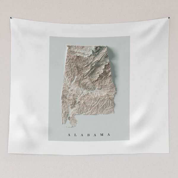 Item preview, Alabama Relief Map 3D digitally-rendered designed and sold by ThinkAboutMaps.