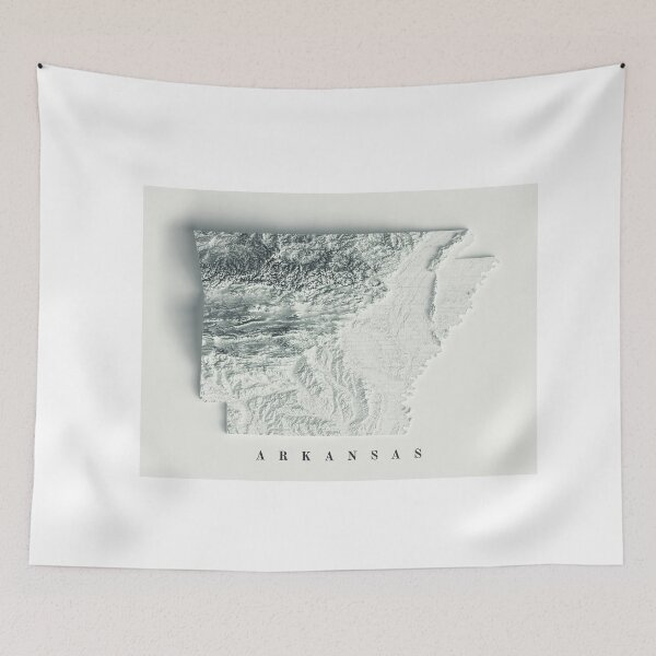 Item preview, Arkansas Shaded Relief Map 3D digitally-rendered designed and sold by ThinkAboutMaps.