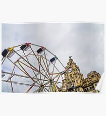 Carousel on Liverpool waterfront Poster