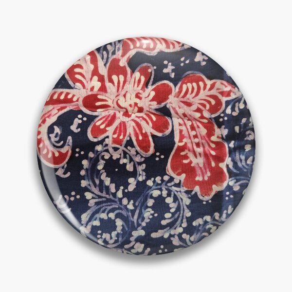 Item preview, Indonesia hand-drawn batik tulis red blue floral flower butterfly lasem designed and sold by Morcawork.