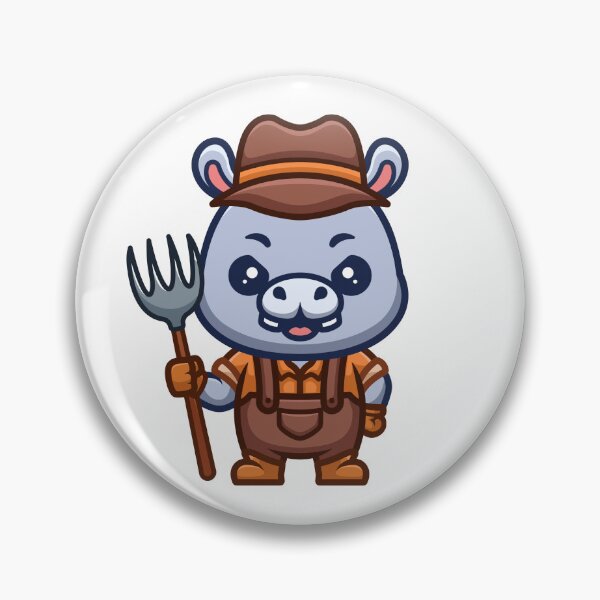 Item preview, Hippo Farmer Cute Cartoon designed and sold by GumregaStudio.