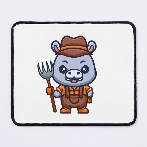 Item preview, Hippo Farmer Cute Cartoon designed and sold by GumregaStudio.