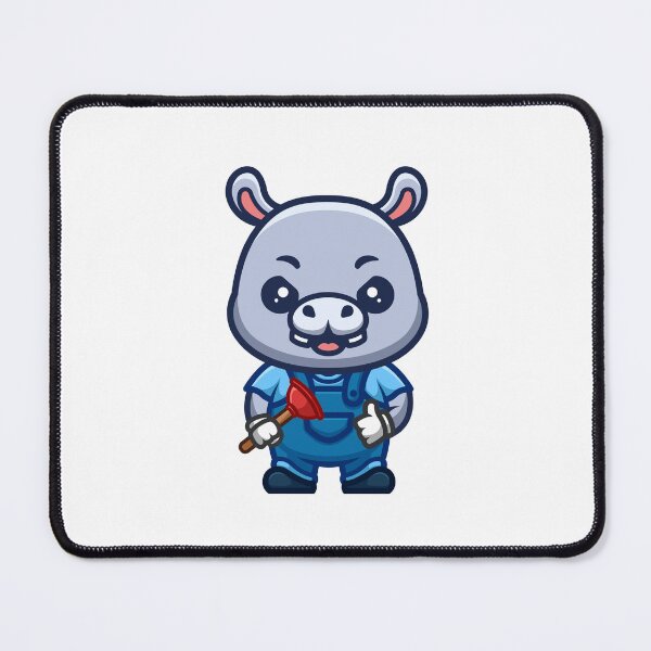 Item preview, Hippo Plumber Cute Cartoon designed and sold by GumregaStudio.