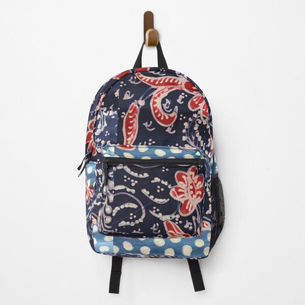 Item preview, Indonesia hand-drawn batik tulis red blue floral flower butterfly lasem designed and sold by Morcawork.