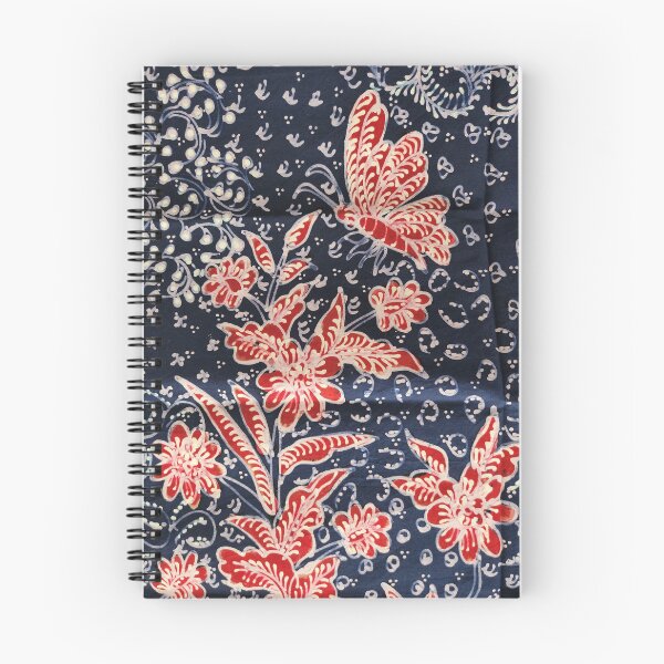 Artikelvorschau, Indonesien handgezeichnete Batik Tulis rot blau Blumen Schmetterlinge Blätter lasem entworfen und verkauft von Morcawork.