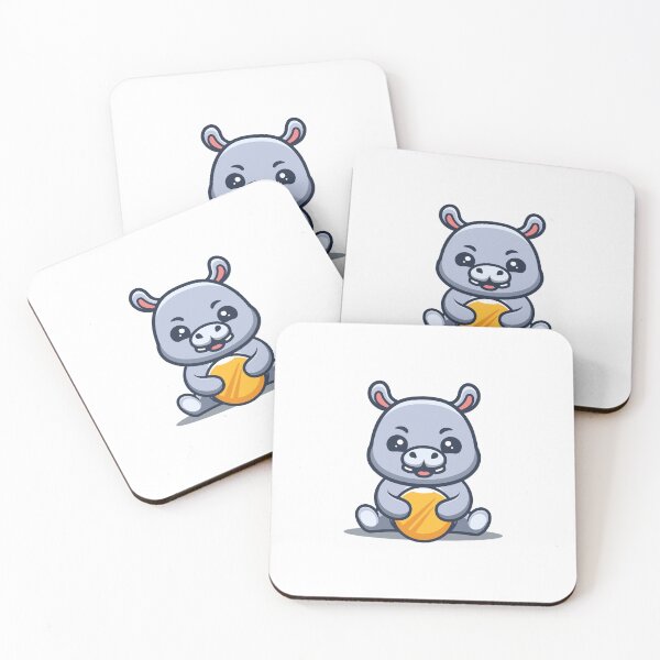 Item preview, Hippo Sitting Gold Coin Cute Cartoon designed and sold by GumregaStudio.