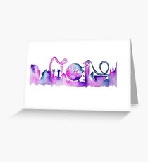 Orlando Theme Park Inspired Watercolor Skyline Silhouette Greeting Card