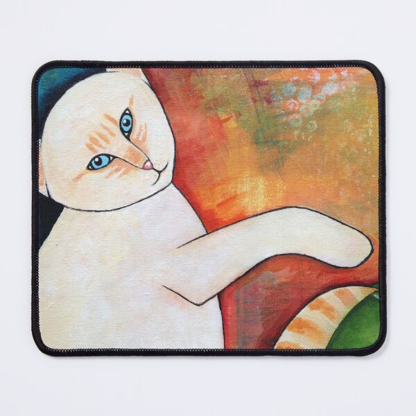 Item preview, White and Orange Cat with Tennis Ball designed and sold by jopayneart.