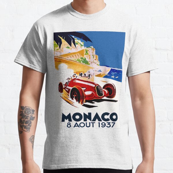 MONACO GRAND PRIX; Vintage Auto Racing Advertising Print Classic T-Shirt