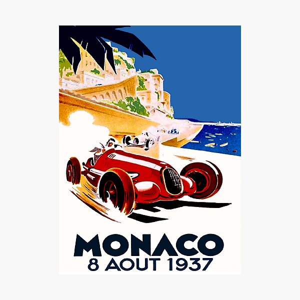 "MONACO GRAND PRIX" Vintage Auto Racing Advertising Print Photographic Print
