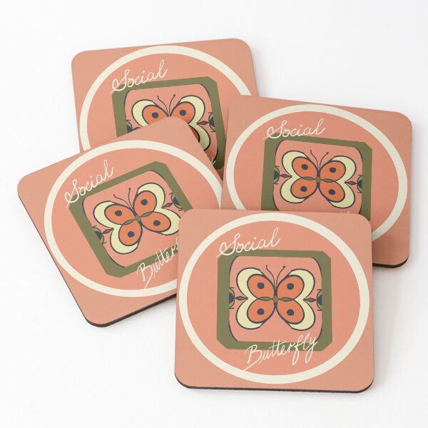Item preview, Retro Social Butterfly in orange designed and sold by GalapaTales.