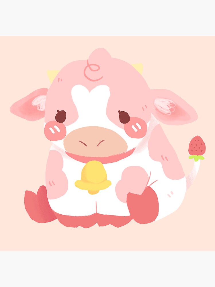 Strawberry Cow kawaii Photographic Print for Sale by MayBK