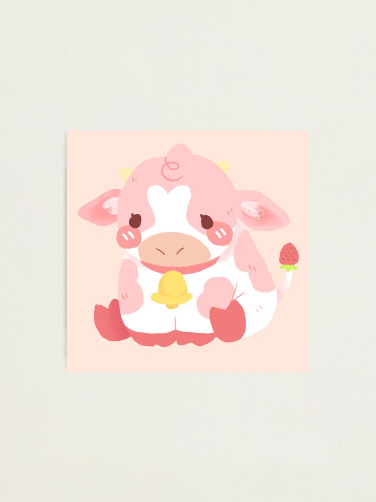 Strawberry Cow kawaii Poster for Sale by MayBK