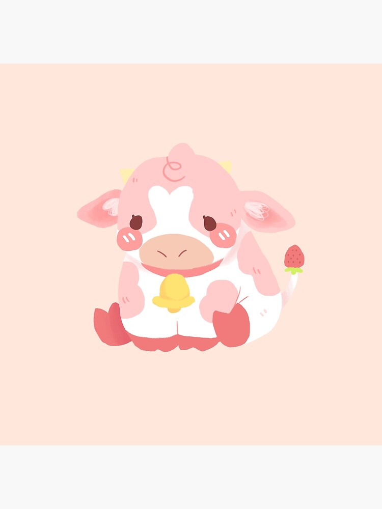 pink strawberry cow | cute pink cow | Art Board Print