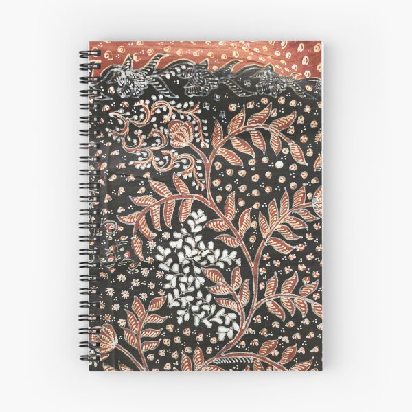 Item preview, Indonesia hand-drawn batik tulis brown black Sogan plant floral flower leaves pattern Lasem designed and sold by Morcawork.