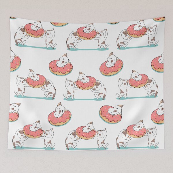 Item preview, Sprinkle Donut Party Time Cat Kawaii Pattern designed and sold by TheWildFlix.