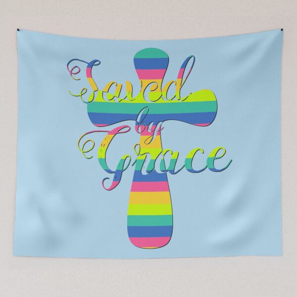 Item preview, Saved by Grace Colorful Cross - Christian Design designed and sold by Alondra.