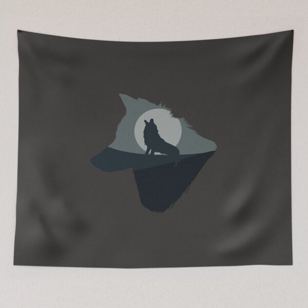 Item preview, Silhouette Wolf Head with Howling Wolf Inside (No Claw Mark) designed and sold by shindeku.